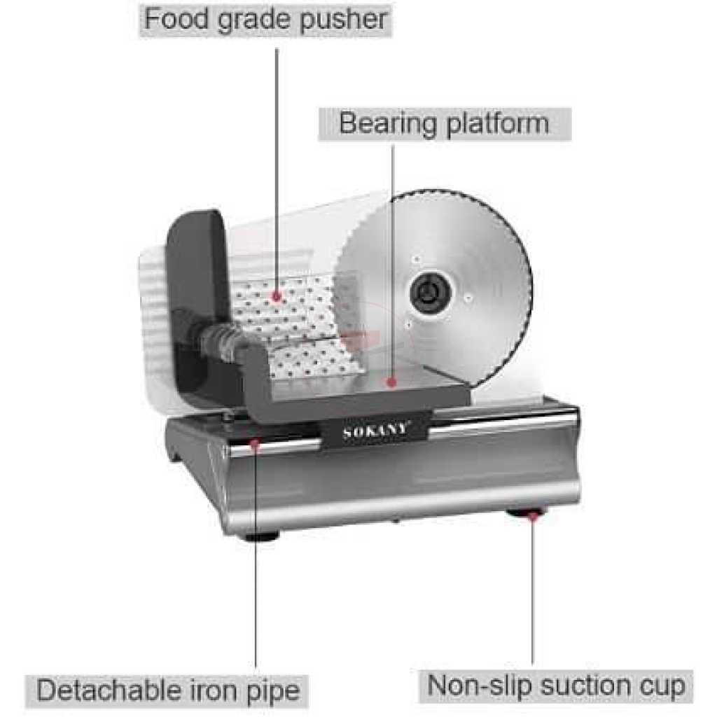 Sokany Electric Vegetable Food Slicer Machine Commercial Meat Slicer Cutting Machine- Silver