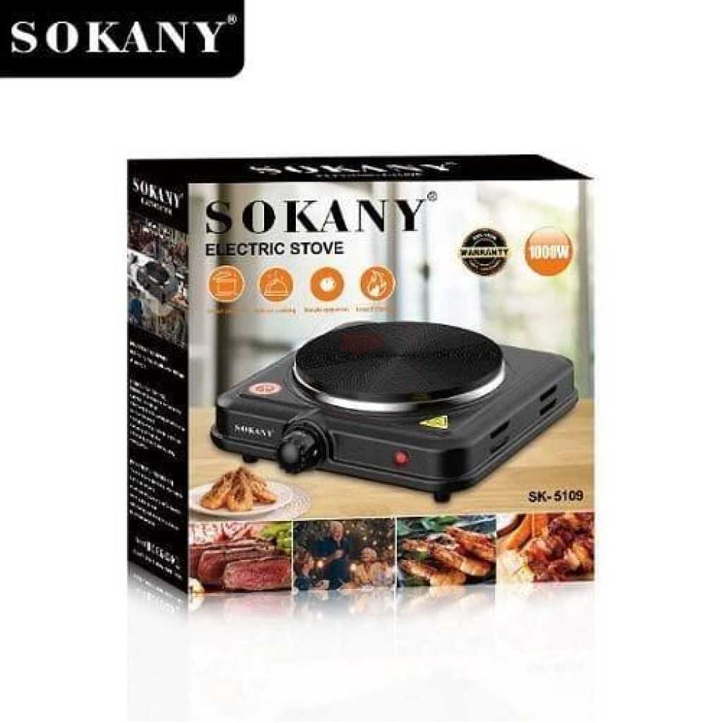 Sokany Eye Flat Single Electric Stove High Fire Power 5 Gear Temperature Adjustment Hot Plate Cooker- Black.