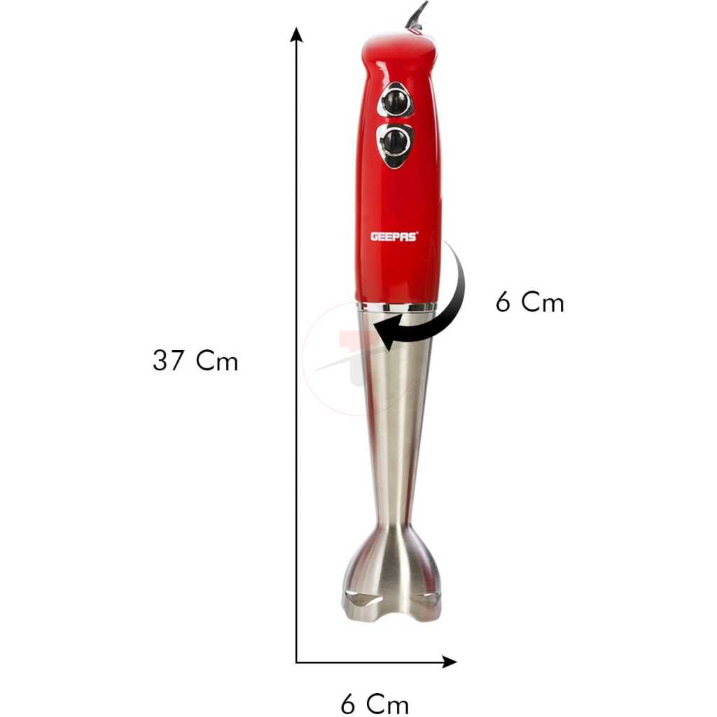 Geepas GHB6136 3-in-1 Multi-Function Hand Blender 860ml, 400W - Red