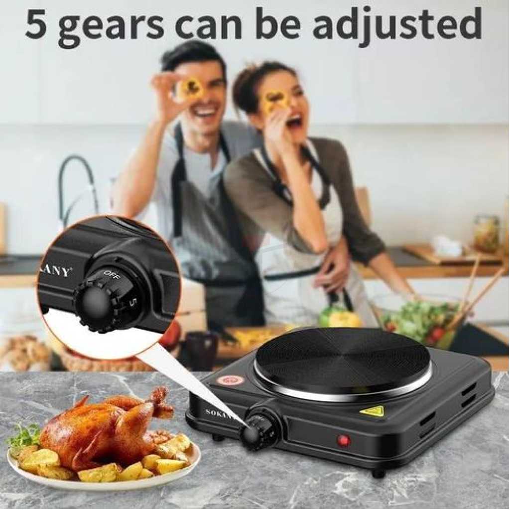 Sokany Eye Flat Single Electric Stove High Fire Power 5 Gear Temperature Adjustment Hot Plate Cooker- Black.