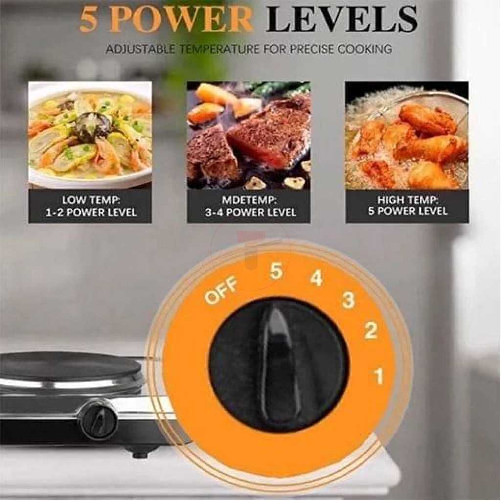 Sokany Eye Flat Dual Electric Stove High Fire Power 5 Gear Temperature Adjustment Hot Plate Cooker- Black.