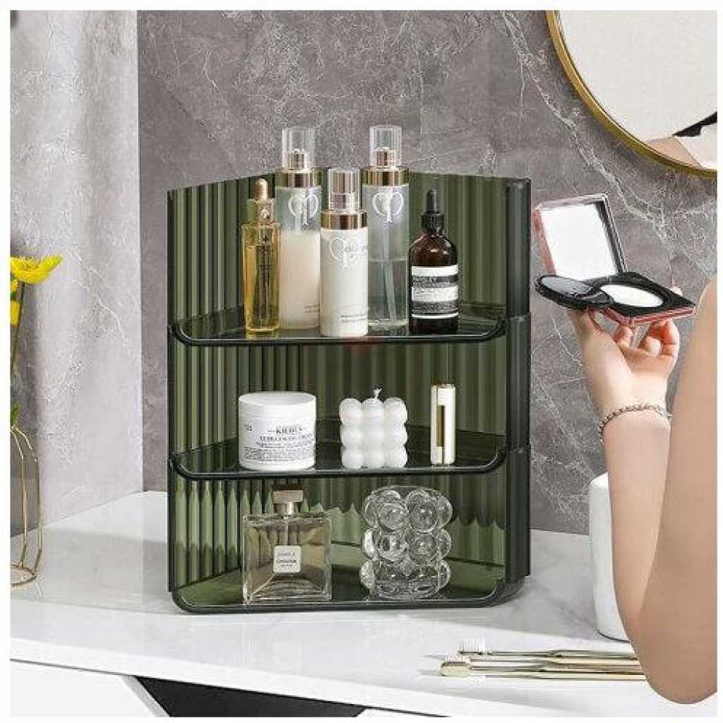 Home Accessories Office Bookshelf Standing Foldable Stationery Storage Holder Makeup Organizer- Clear