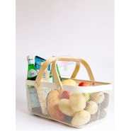 Rectangle Metal Mesh Fruit Shopping Wooden Handle Storage Basket- Multi-colour. Food Storage TilyExpress