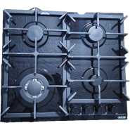 FIESTA 60x60 Built-in Gas Hob, 4-Gas Burners, Auto Ignition, Cast Iron Pan Supports, Euro Pool Gas Burners - Black