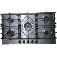 FIESTA 90x60 Built-in Gas Hob, 5-Gas Burners, Auto Ignition, Cast Iron Pan Supports, Euro Pool Gas Burners -Stainless Steel