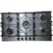 FIESTA 90x60 Built-in Gas Hob, 5-Gas Burners, Auto Ignition, Cast Iron Pan Supports, Euro Pool Gas Burners -Stainless Steel