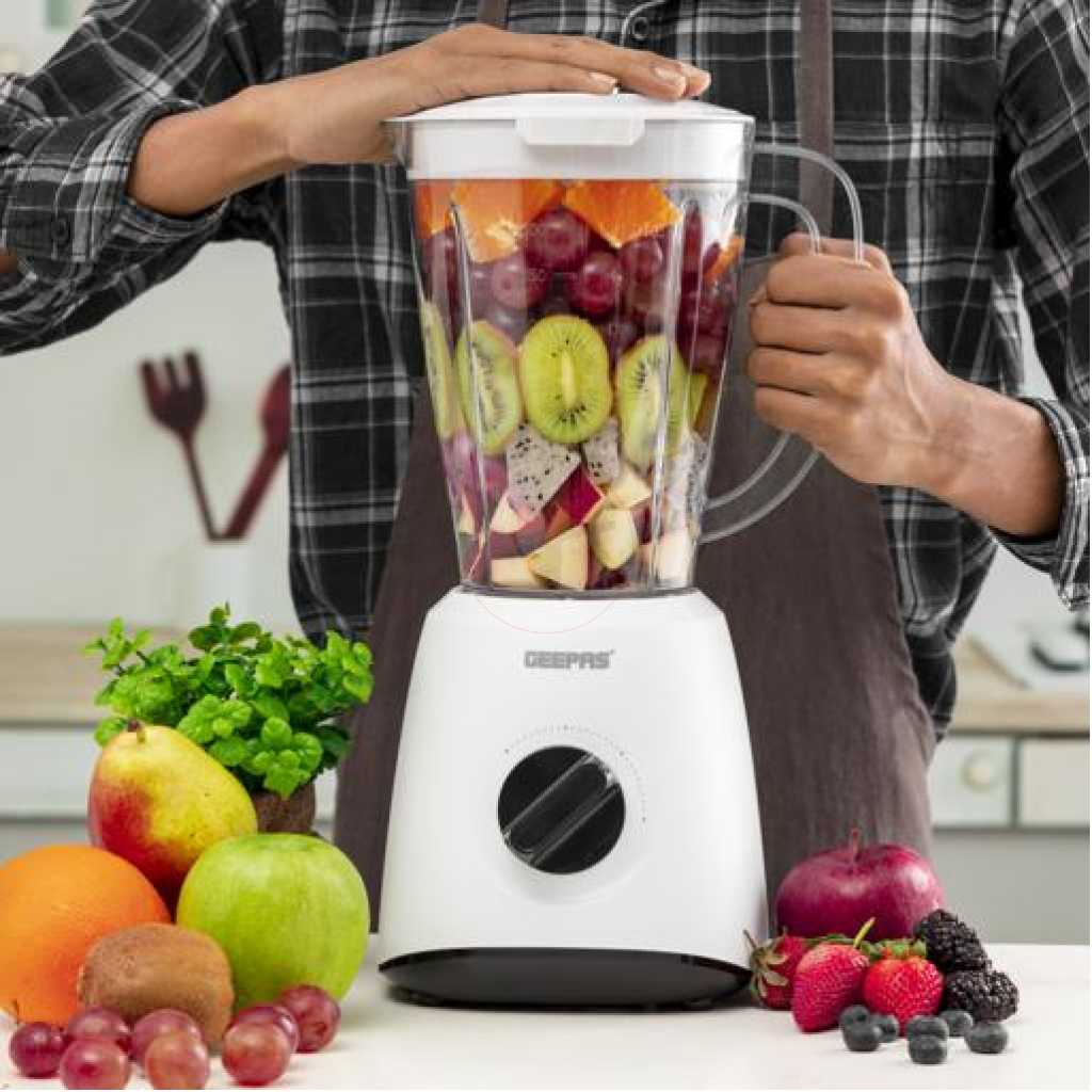 Geepas GSB9894 Multifunctional Blender - Stainless Steel Blades, 2 Speed Control with Pulse | 1.5L Jar, Interlock Protection | Ice Crusher & Smoothie Maker - 2 Year Warranty