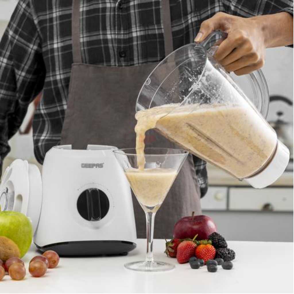 Geepas GSB9894 Multifunctional Blender - Stainless Steel Blades, 2 Speed Control with Pulse | 1.5L Jar, Interlock Protection | Ice Crusher & Smoothie Maker - 2 Year Warranty