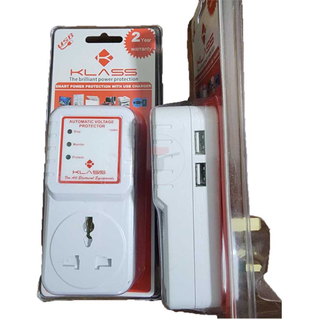 Klass Power Surge Protector With USB KL-12USB (2 years warranty) - White