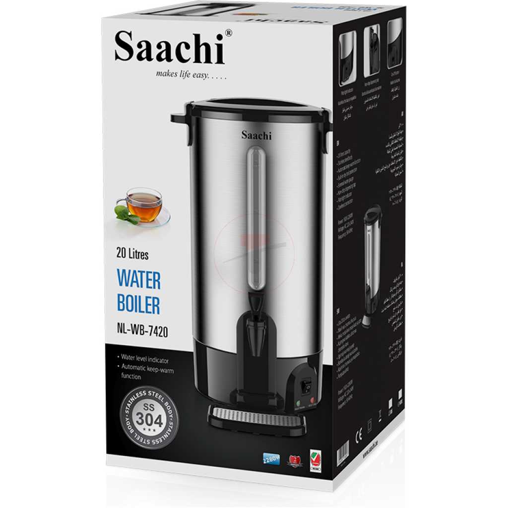 Saachi Stainless Steel Water Boiler 20L NL-WB-7420 - Silver & Black