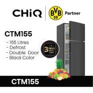 CHiQ 155-Litres Fridge; Double Door Defrost Refrigerator CTM155 - Black