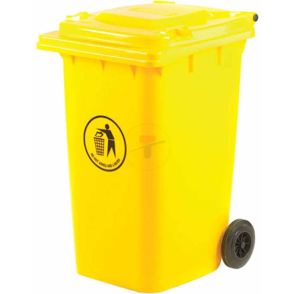 Outdoor 240L Plastic Wheel Dustbin - Standard Size Dustbin, Garbage Bin - Yellow