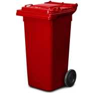 Outdoor 120L Plastic Dustbin Waste Bin, 120 Litres Garbage Bin - Red