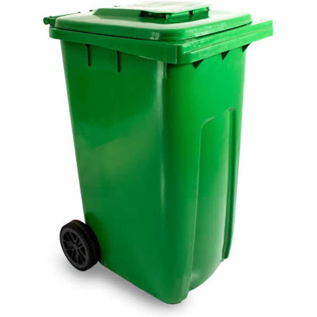 Outdoor 240L Plastic Wheel Dustbin - Standard Size Dustbin, Garbage Bin - Green