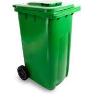 Outdoor 240L Plastic Wheel Dustbin - Standard Size Dustbin, Garbage Bin - Green