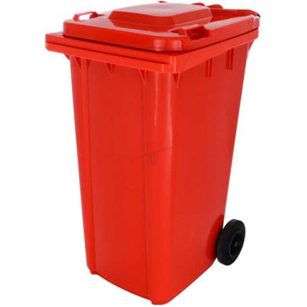 Outdoor 240L Plastic Wheel Dustbin - Standard Size Dustbin, Garbage Bin - Red