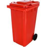 Outdoor 240L Plastic Wheel Dustbin - Standard Size Dustbin, Garbage Bin - Red