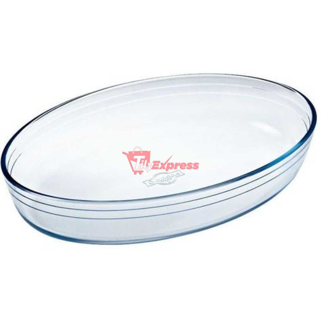O Cuisine 30x21cm Oval Glass Pie Cake Baking mould soup plate Dish Pan Roaster- Clear.