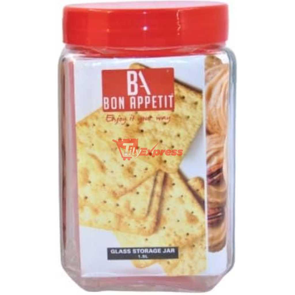 Bon Appetit 2L Glass Cereal Cookies Storage Jar Container Bottle Tin- Clear