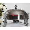 28CM Stainless Steel Small Round Chafing Dish Food Warmer Hot Pot Outdoor Camping Alcohol Stove- Silver