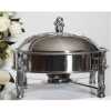 28CM Stainless Steel Small Round Chafing Dish Food Warmer Hot Pot Outdoor Camping Alcohol Stove- Silver