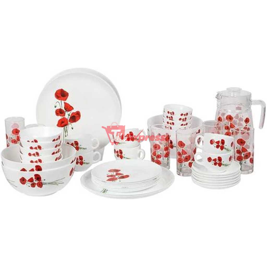 Luminarc Hypnosis Plates, Cups, Bowls Glass Dinnerware Set, 46 Piece, Multicolor