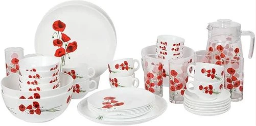 Luminarc Hypnosis Plates, Cups, Bowls Glass Dinnerware Set, 46 Piece, Multicolor