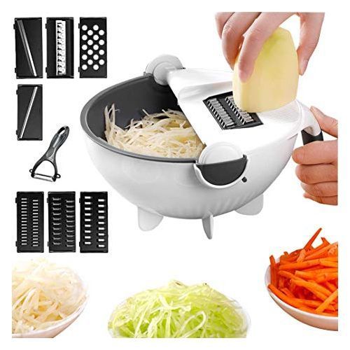 9 In 1 Multi Functional Wet Basket Chopper, Grater And Slicer-White