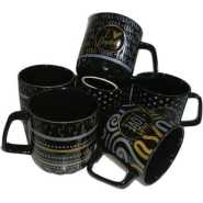 6 Pieces Of Silver And Gold Printed Coffee Tea Cups Mugs- Black