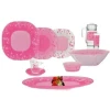 Luminarc Tempered Jazzy Pink Plates, Cups, Bowls Glass Dinnerware Set, 46 Piece, Multicolor