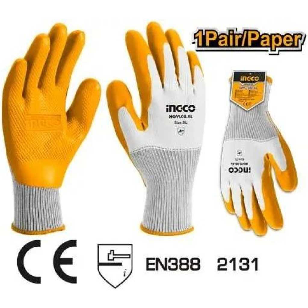 INGCO Latex Gloves HGVL04-XL