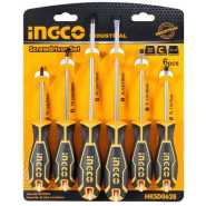 INGCO 6 Pcs Screwdriver Set - HKSD0628, 1pcs SL5.5*5*75 1pcs SL5.5*5*100 1pcs SL6.5*6*150 1pcs PH1*5*75 1pcs PH1*5*100 1pcs PH2*6*150