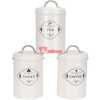 3 Piece Tea Sugar Coffee Canister Sealed Jar Storage Container Cans- Cream.