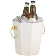 Metal Ice Bucket, Stainless Steel Drink Beer Chiller, Octagonal Barrel Storage Tub, For Beer, Ice, Wine, Champagne, Parties- White