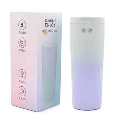 Stainless Steel Thermos Mug Colorful Double Wall Portable Outdoor Travel Coffee Tumbler Mug Cup- Multi-colour