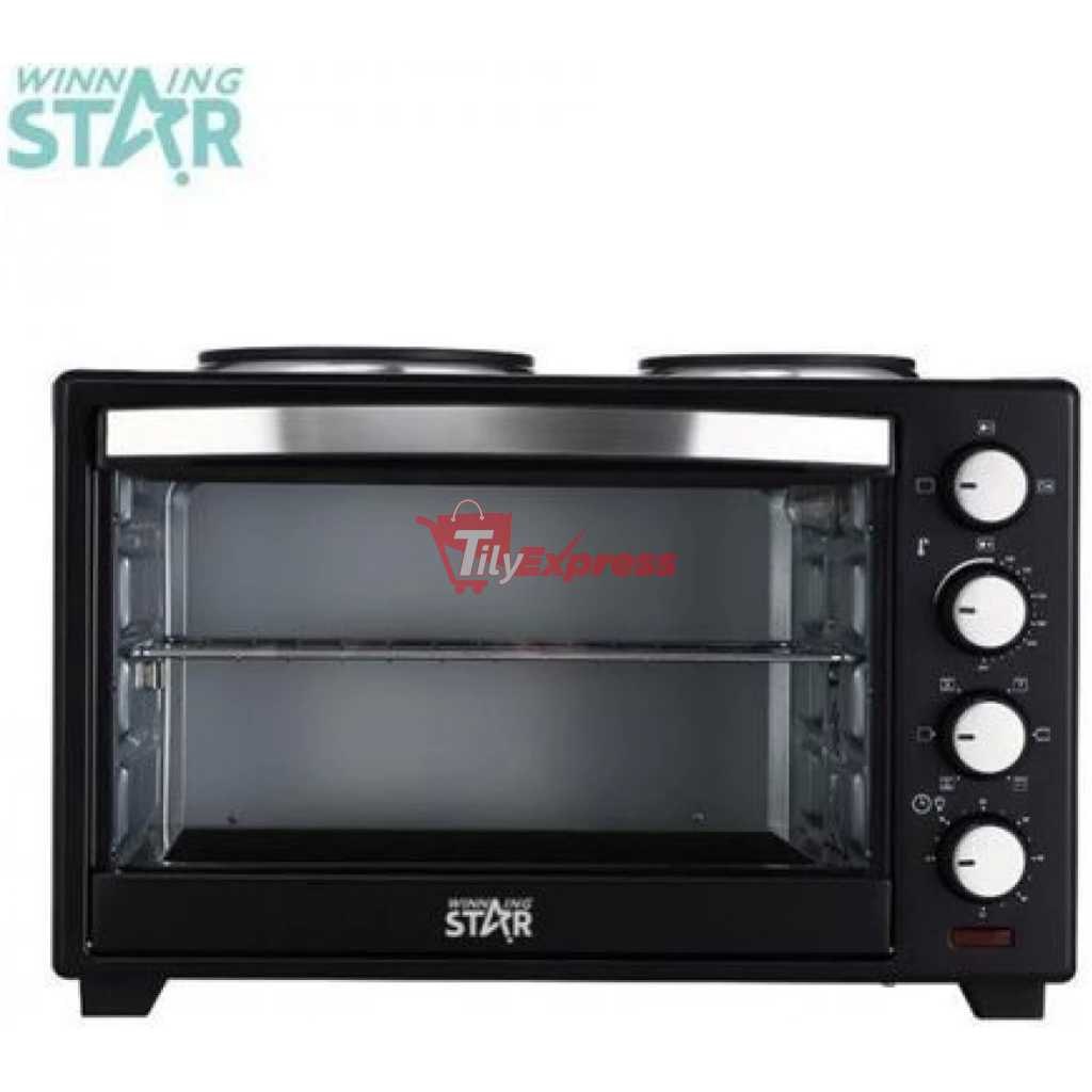 RAF 40 Litres Electric Oven Cooker With 2 Hot Plates- Black