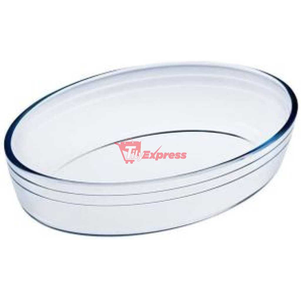 O Cuisine 30x21cm Oval Glass Pie Cake Baking mould soup plate Dish Pan Roaster- Clear.