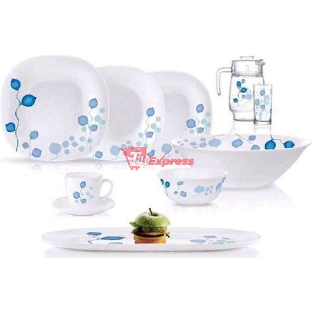 Luminarc Misty Blue Plates, Cups, Bowls Glass Dinnerware Set, 46 Piece, Multicolor