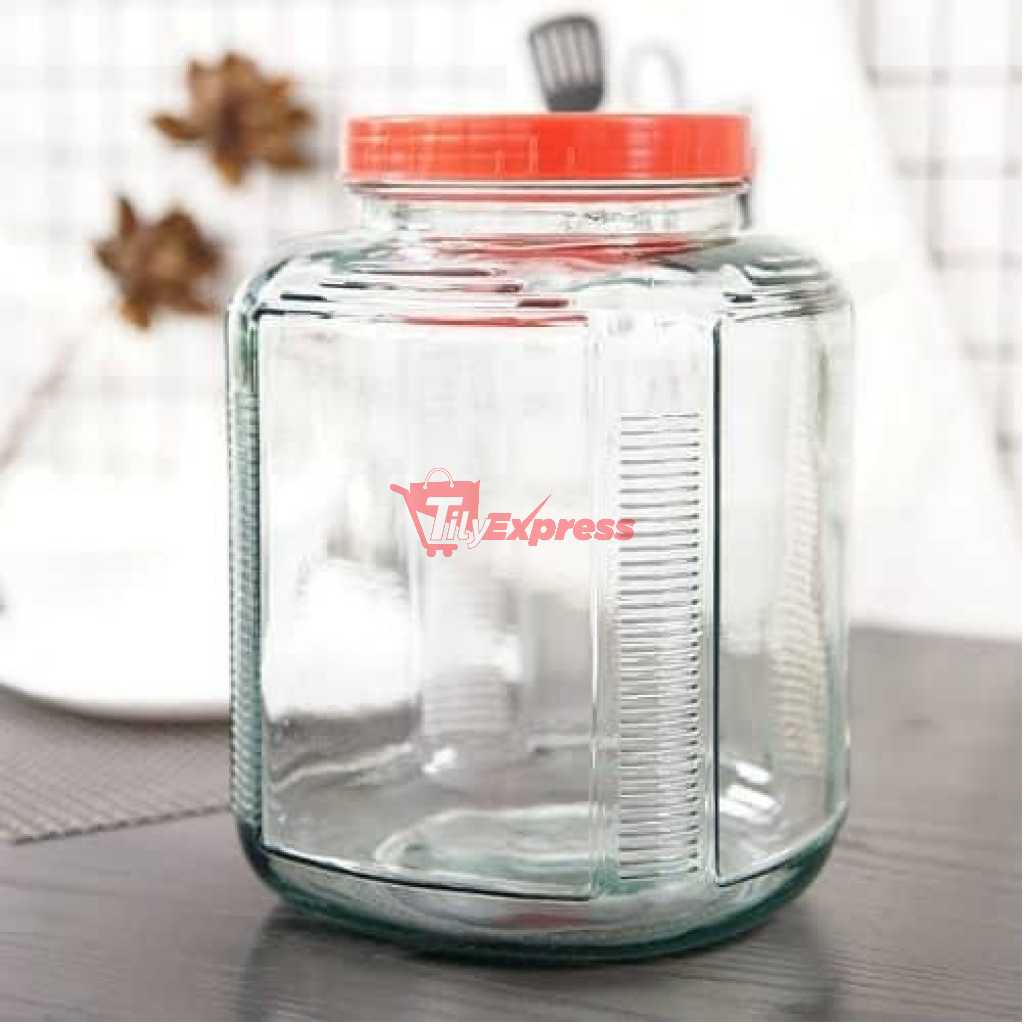 Bon Appetit 4.5L Square Glass Cereal Cookies Storage Jar Container Bottle Tin- Clear