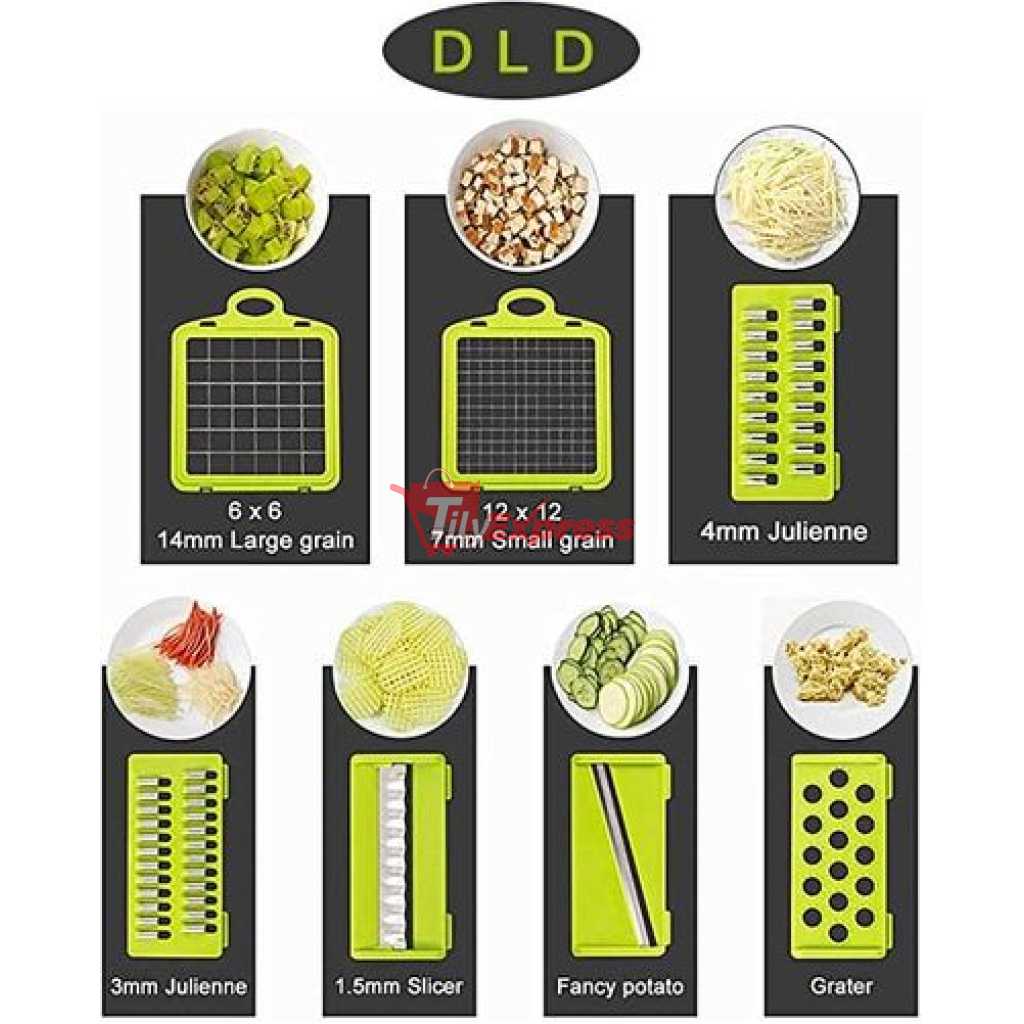 11 in 1 Multi-function Vegetable and Fruit Chopper Kitchen Diced Artifact Potato Shredded grater grater household potato chip sliced grater -Grey