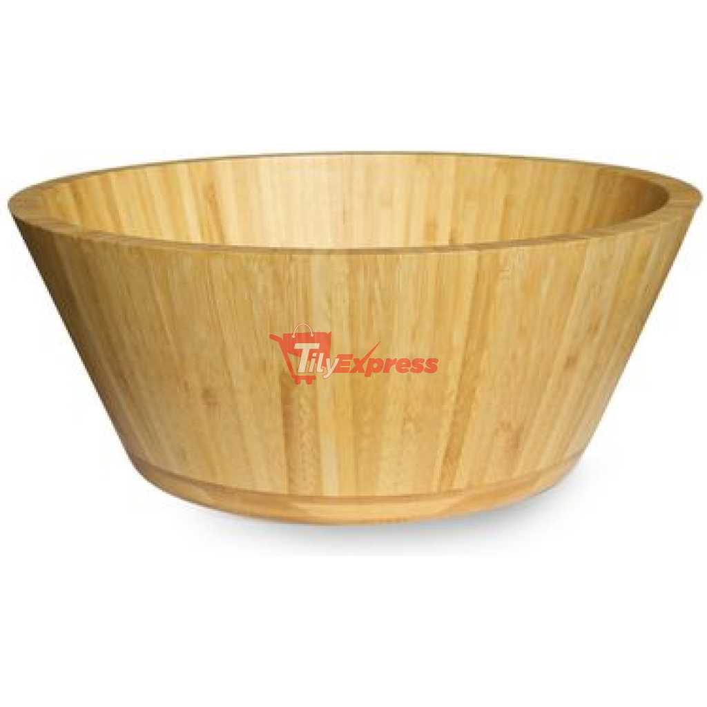 Bamboo 24Cm Bamboo Fruit Salad Serving Bowl Dish - Brown.