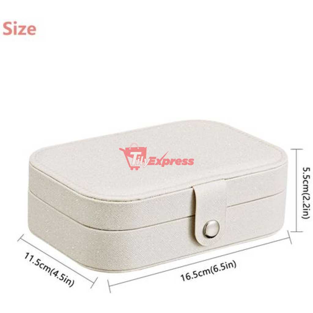 Double Layer Soft Travel Jewelry Box Organizer Adjustable Portable Jewelry Display Box Storage Case For Necklace Earring Rings- White.