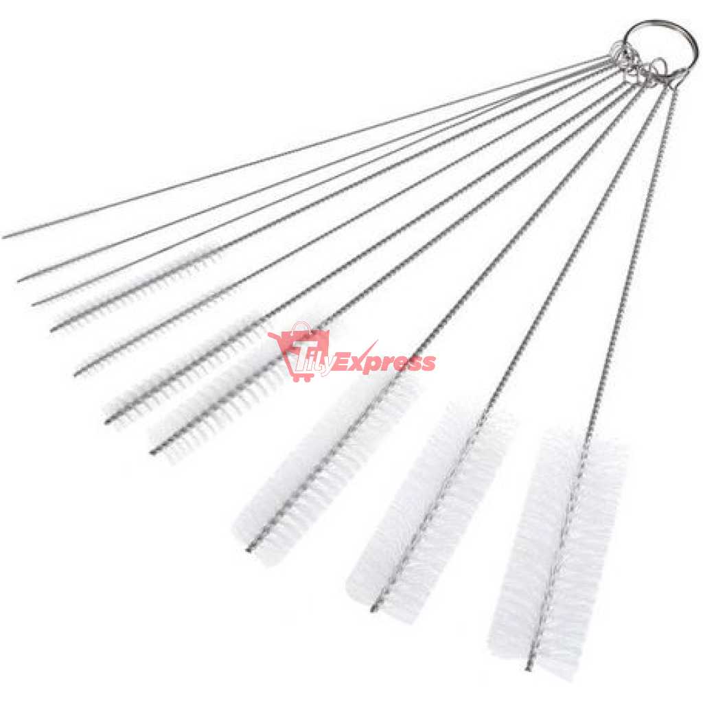 10PCS Nylon Cleaning Brushes - Nylon Cleaning Brush Set Test Tube Bottle Straw Washing Cleaner Bristle Kit- White