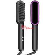 2 in1 Electric Hair Straightener, Comb, Cutler PTC Heating Brush - Black