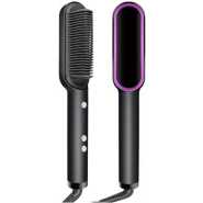 2-in-1 Electric Hair Straightener, Comb, Cutler PTC Heating Brush - Black