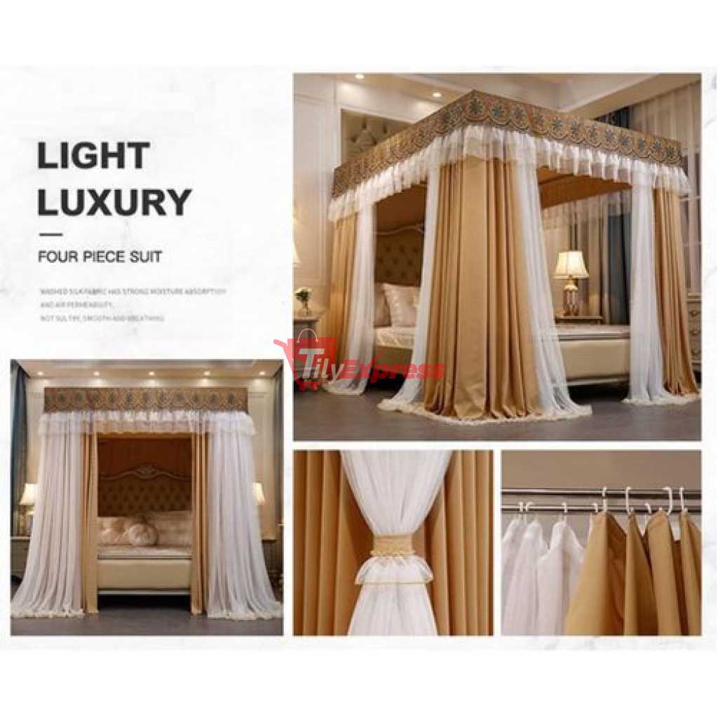 All Brown 4 Stand Curtain Mosquito Net