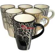 6 Pieces Of Big Tree Coffee Tea Cups Drinking Mugs- Multicolor