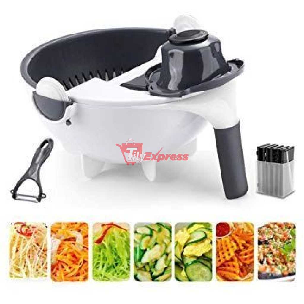 9 In 1 Multi Functional Wet Basket Chopper, Grater And Slicer-White