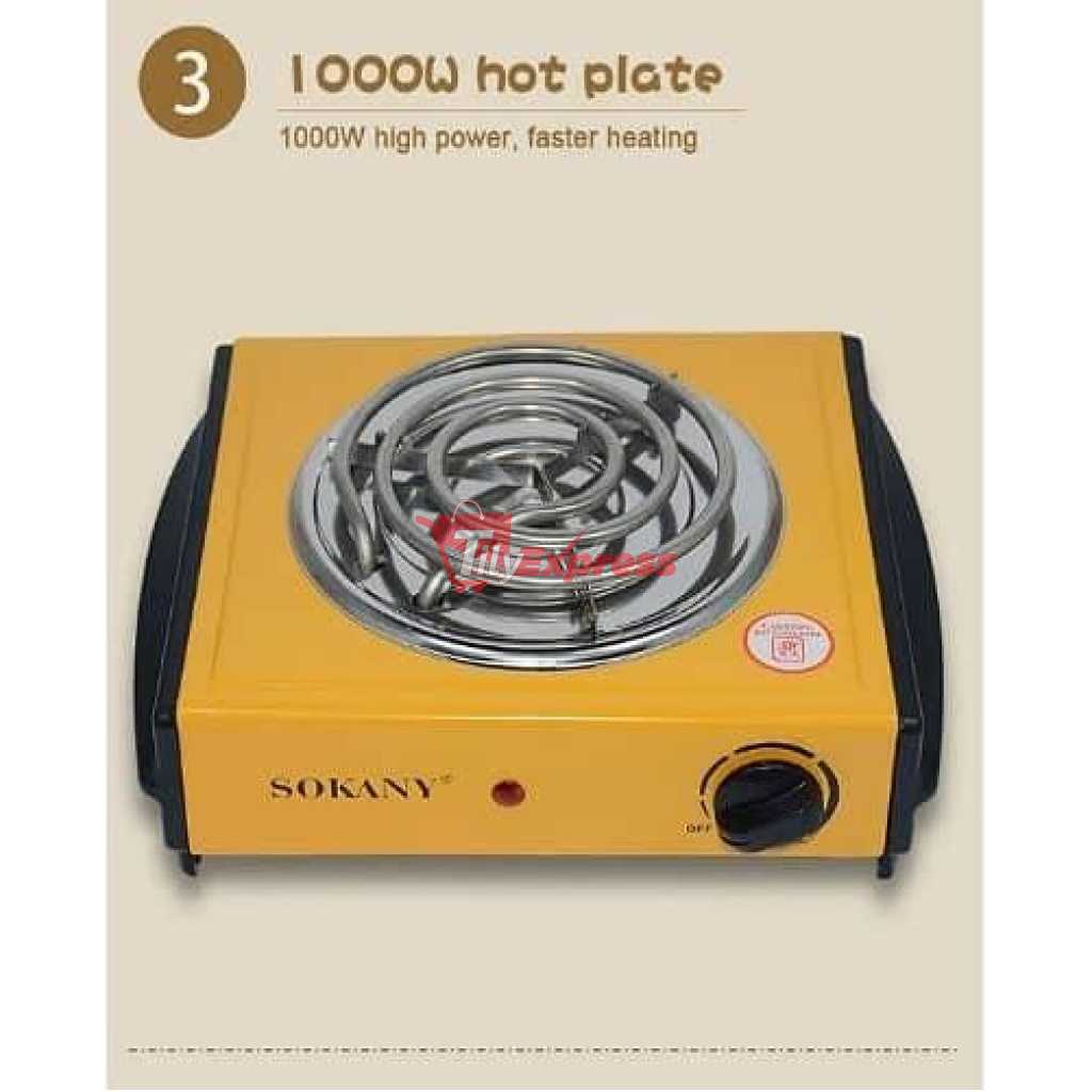 Sokany Single Portable Electric Stove High Quality Hot Plate Electric Cooking- Yellow