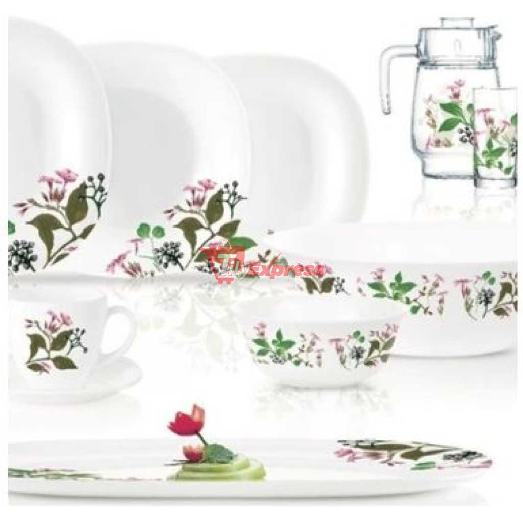 Luminarc Prunier Plates, Cups, Bowls Glass Dinnerware Set, 46 Piece, Multicolor